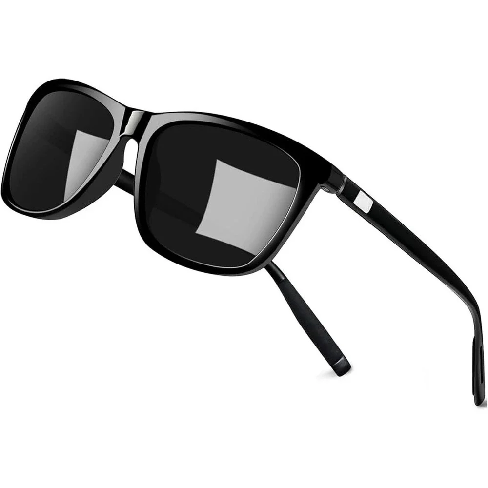 Mens Black Frame Sunglasses Fashion Eyewear UV Polarized Protect Outdoor Driving